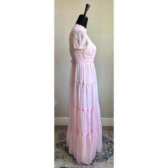 Vintage 1970's Candi Jones California Women's Cut Pink Prairie Maxi Dress Size S - Picture 4 of 8